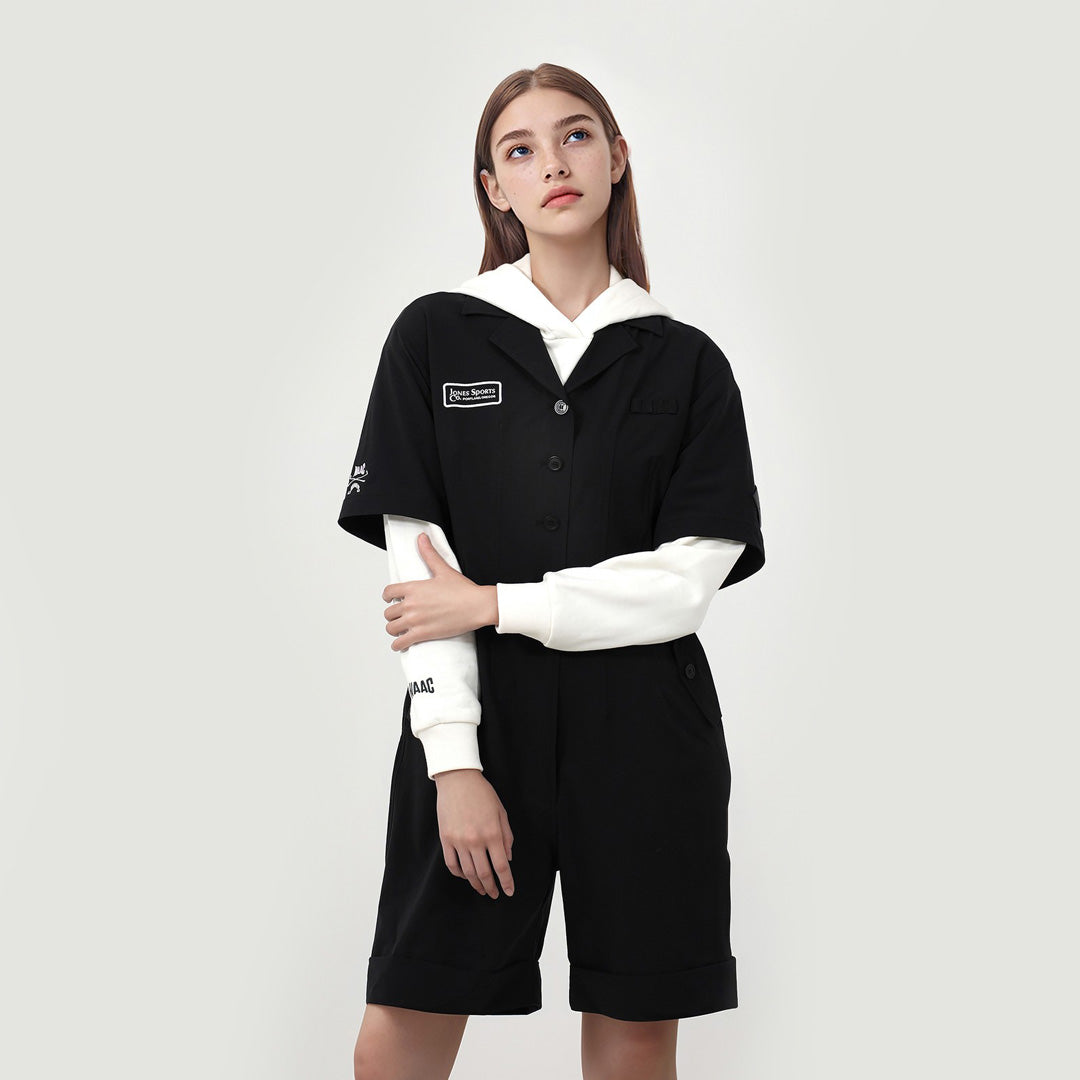 【25SS｜WAAC X JONES】WOMEN ショートスリーブジャンプスーツ ブラック