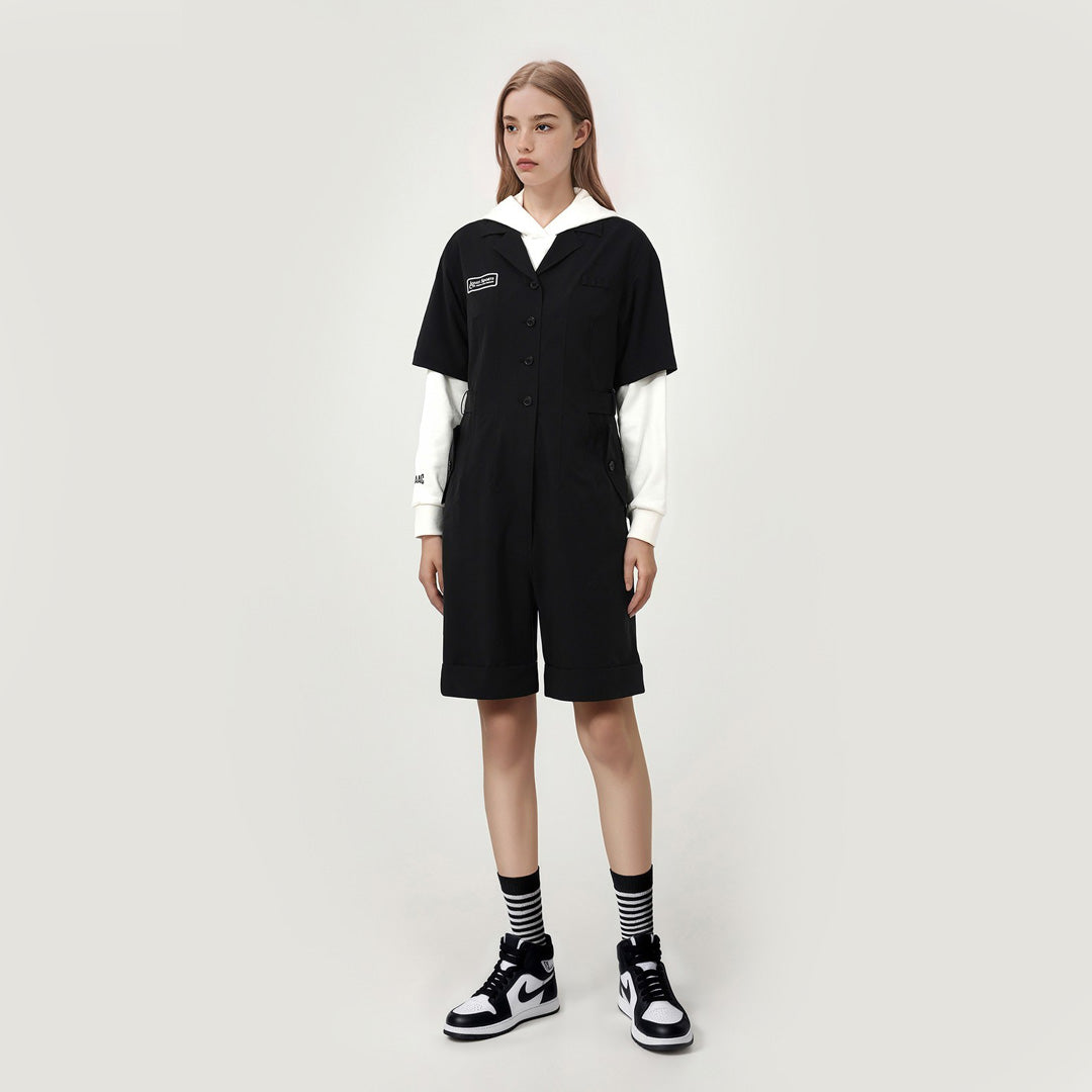【WAAC X JONES】WOMEN ショートスリーブジャンプスーツ ブラック