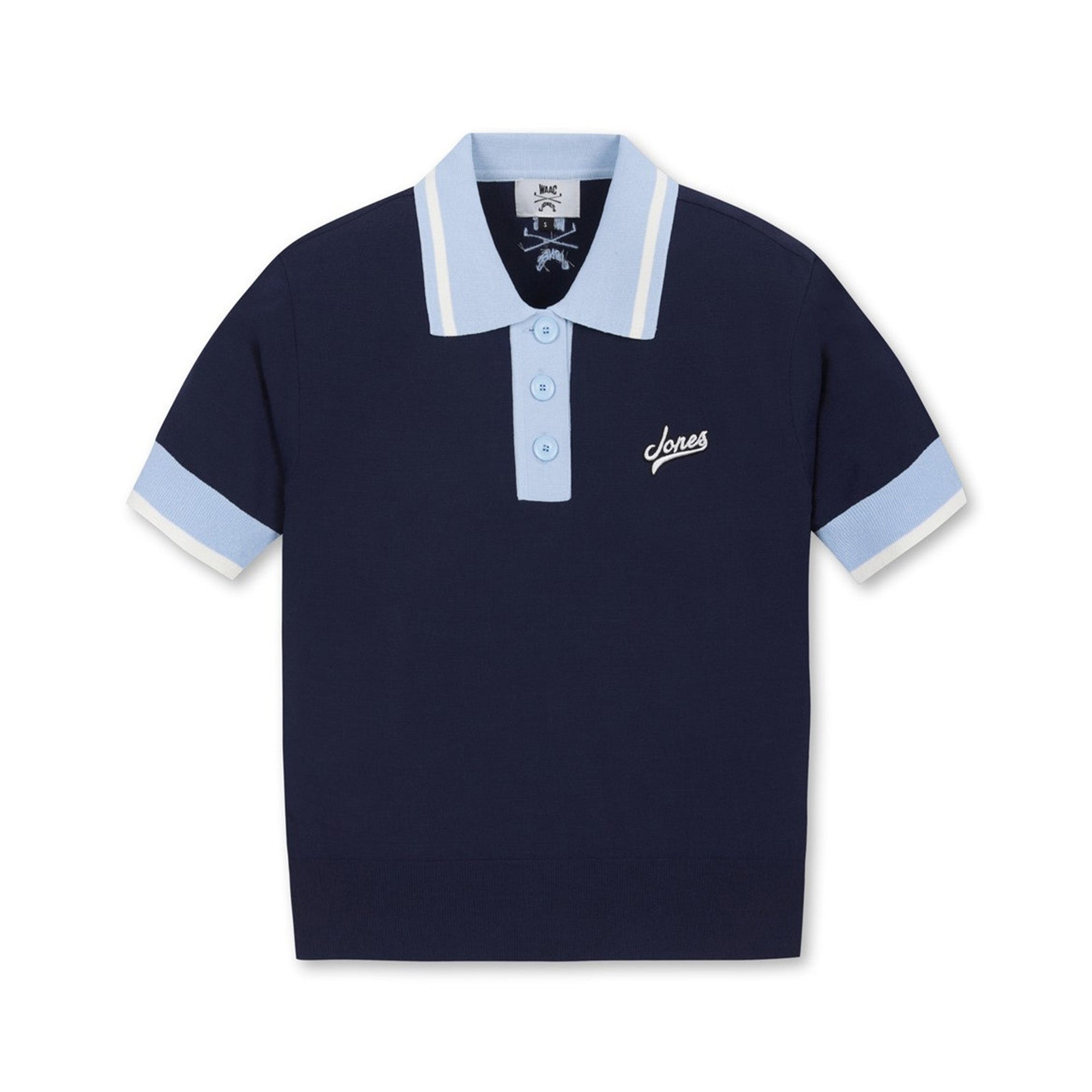 【25SS ｜WAAC X JONES】WOMEN サマーニットポロシャツ ネイビー
