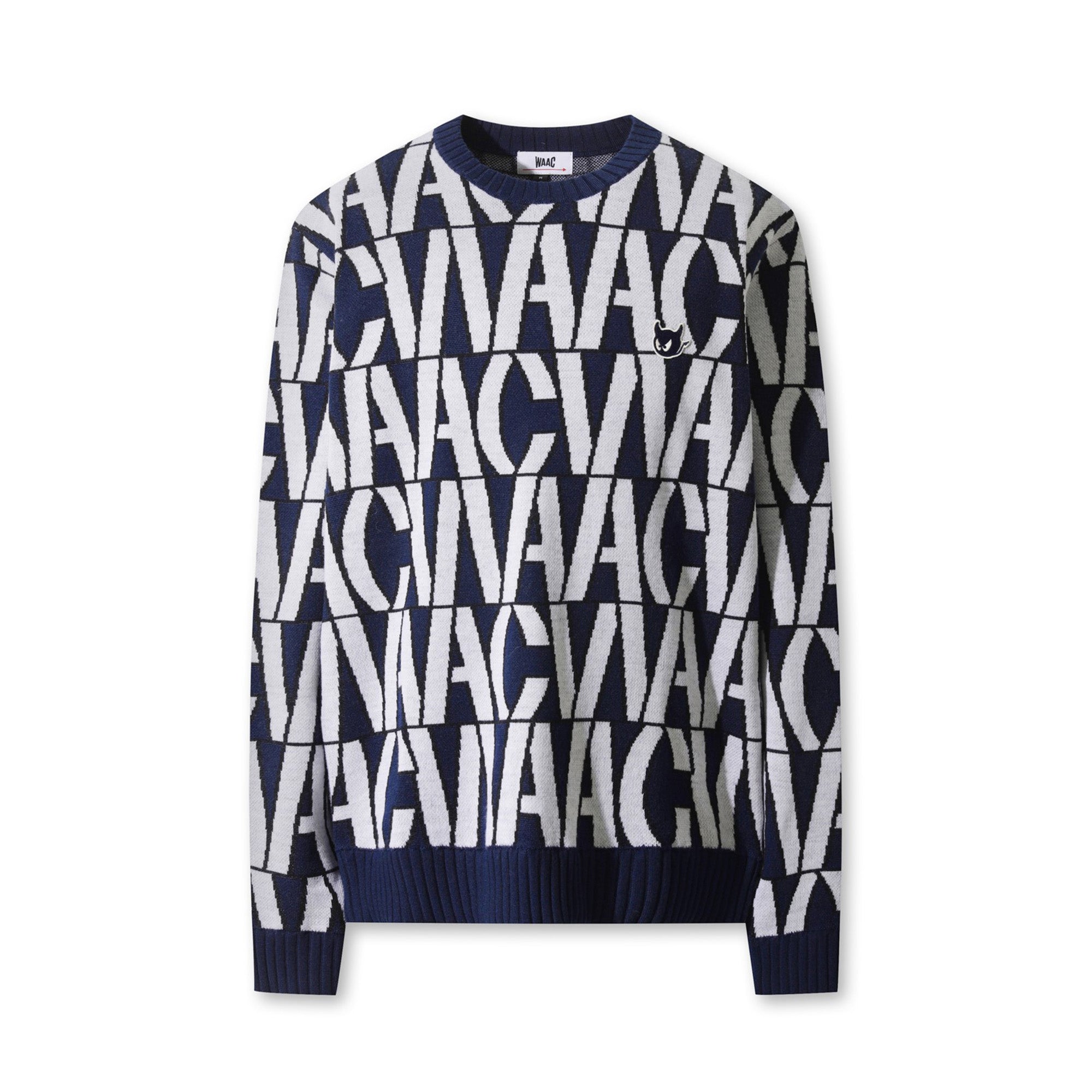 WAAC ワック ロゴ×ロゴマーク　クルーネック　プルオーバー WAAC X JONES】MEN クルーネックスウェット ネイビー