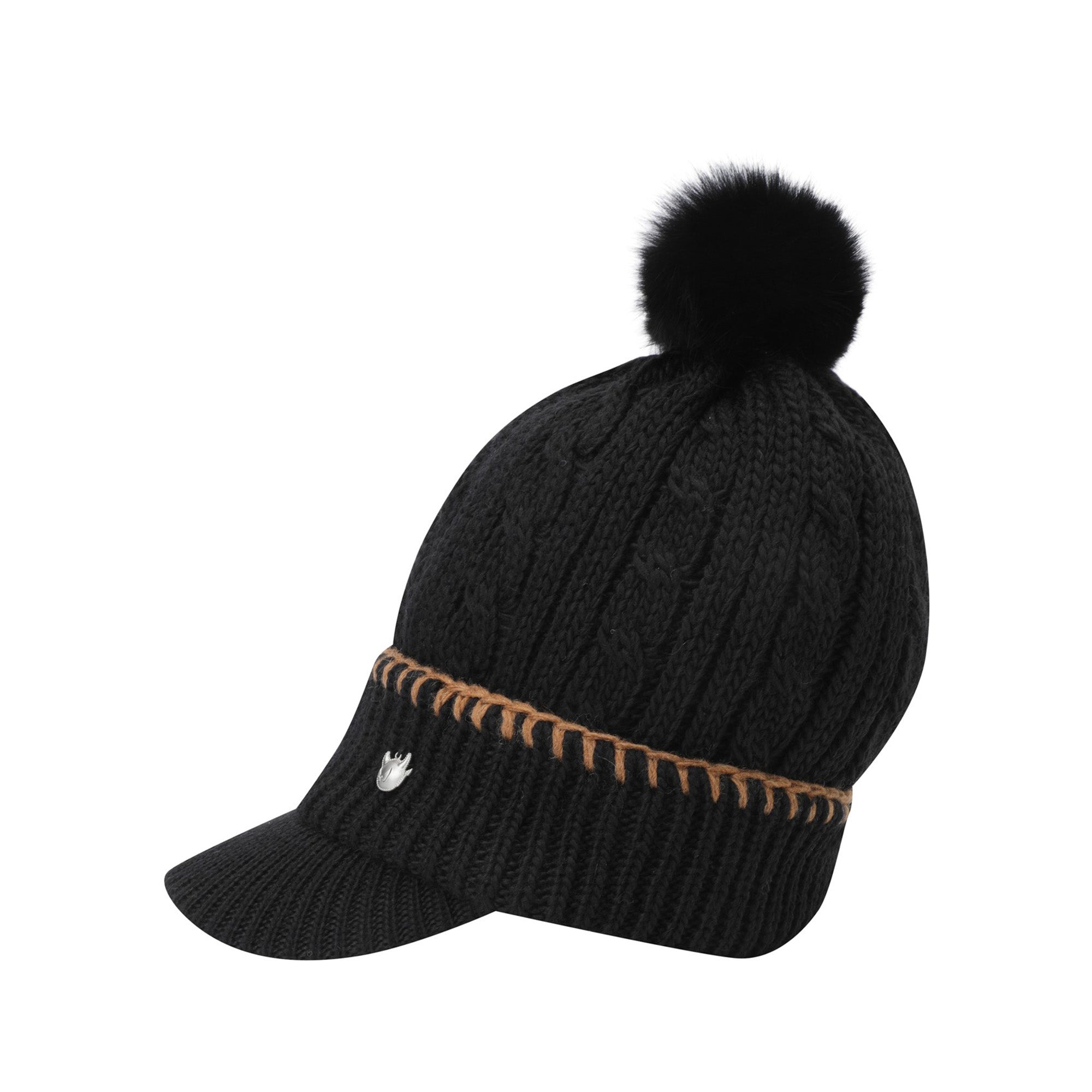 WOMEN ポンポンニットハット ブラック