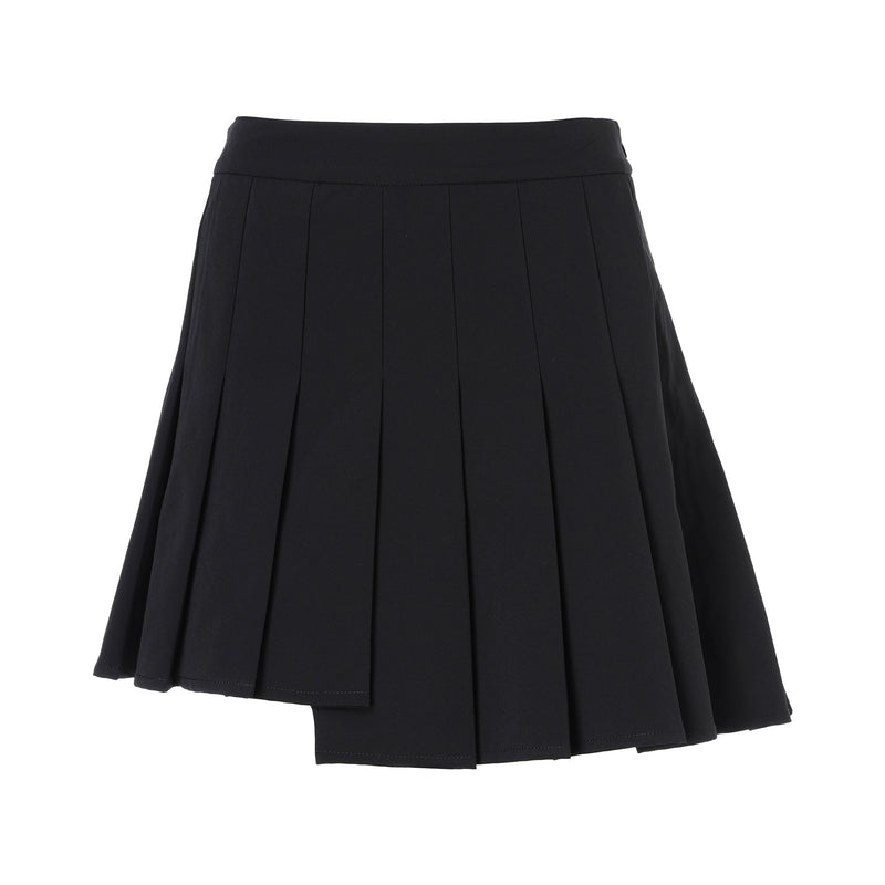 WOMEN アシンメトリープリーツスカート ブラック