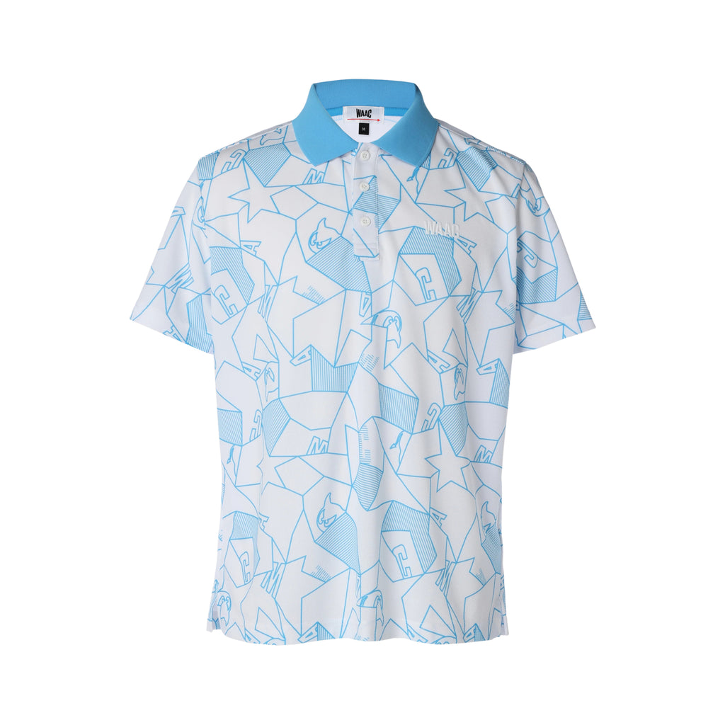24SS】MENS WAACKYジオメトリック 半袖ポロシャツ ライトブルー/072242031