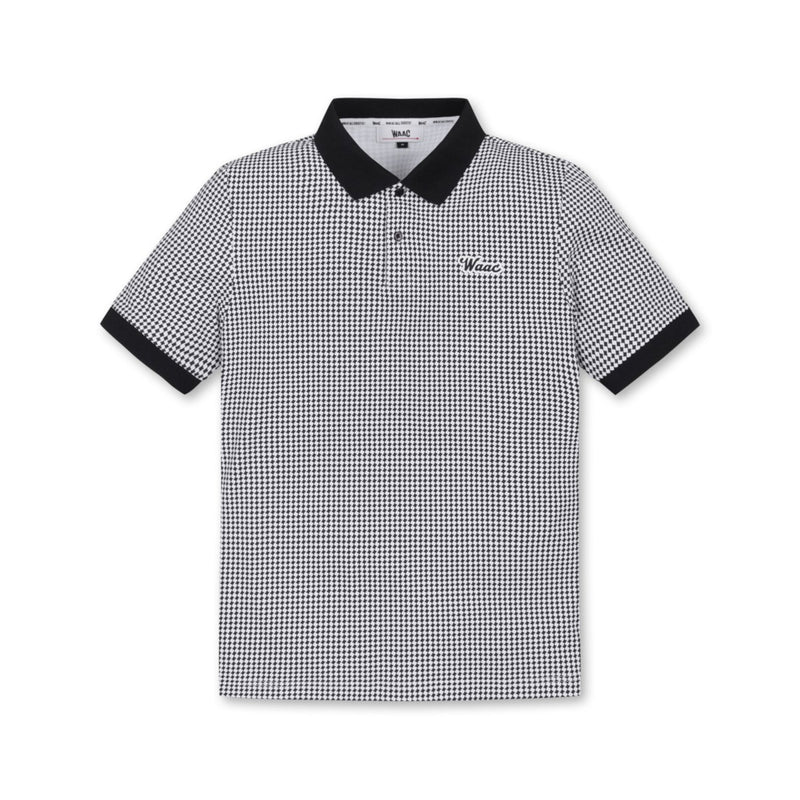 MEN アーガイルパターン半袖ポロシャツ ブラック