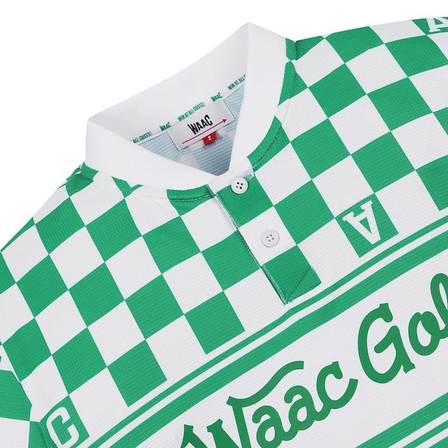 MENS チェック半袖ポロTシャツ グリーン/072332009