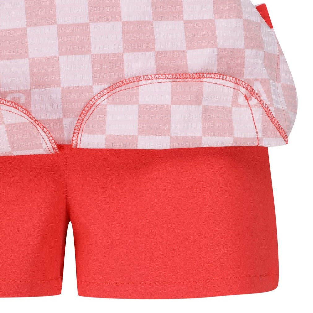 WOMENS チェッカーボードプリント Aライン キュロットスカート レッド/072332356