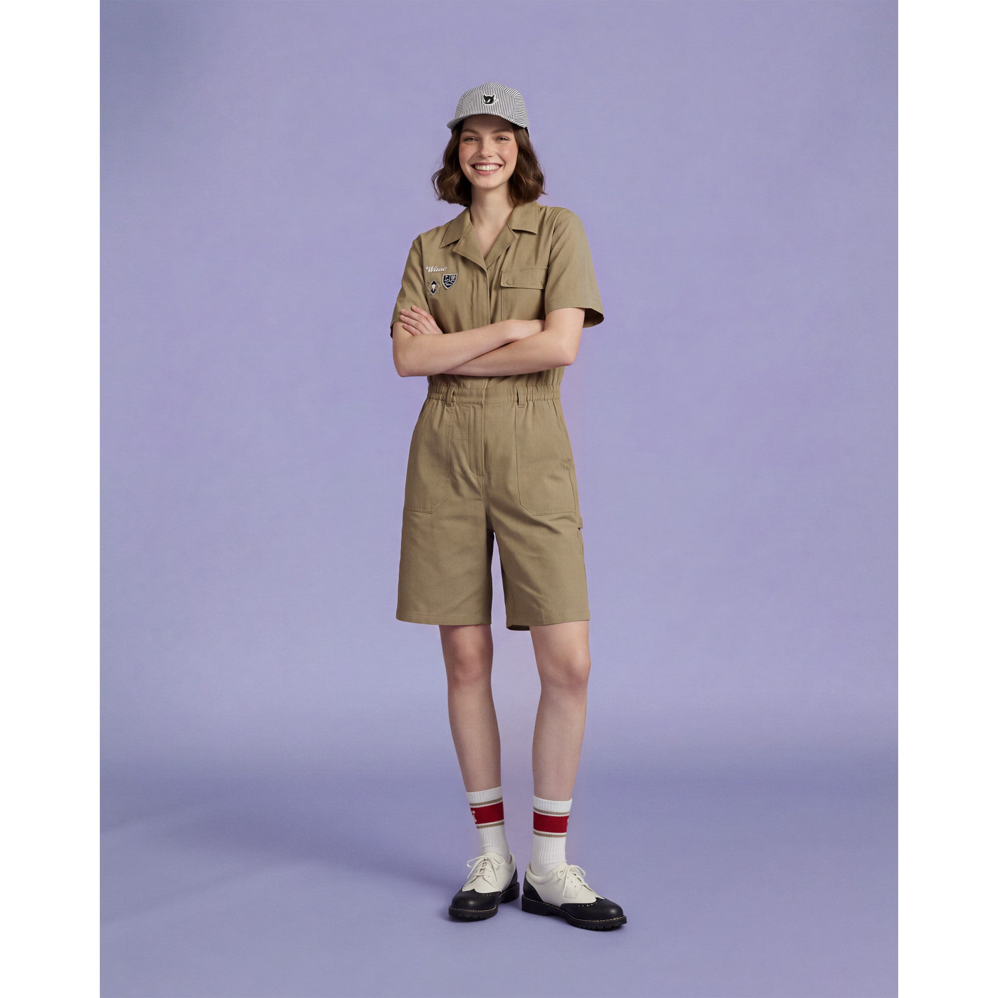 WOMEN フルジップ ジャンプスーツ ネイビー