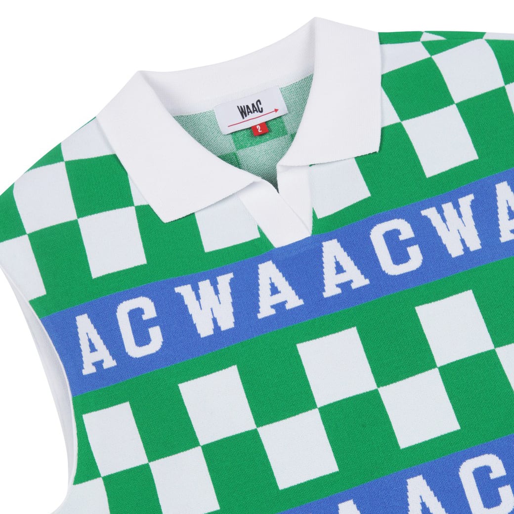 WOMENS チェッカーバリアントエリーニットベスト グリーン/072332753