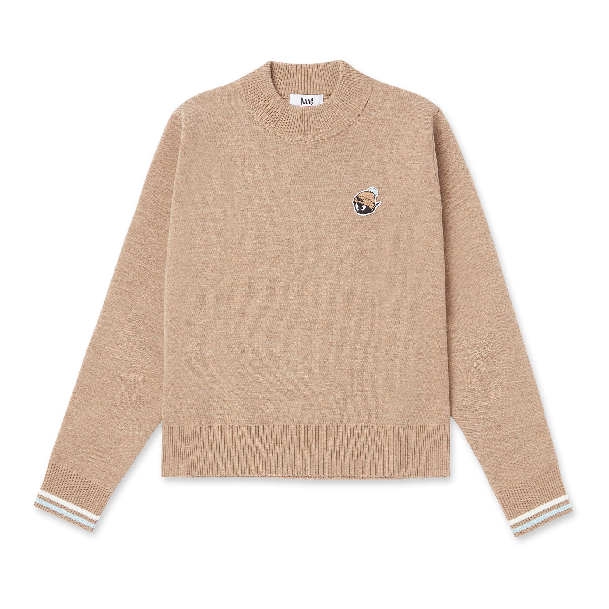 WOMEN ダブルフェイススウェットライクニットプルオーバー キャメル