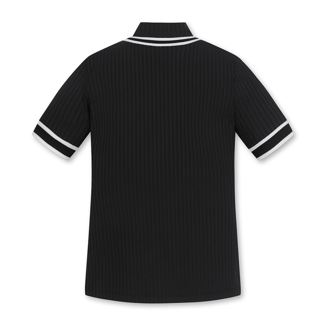 【軽量素材】WOMENS コールドリブ半袖ハイネックTシャツ ブラック/072332061