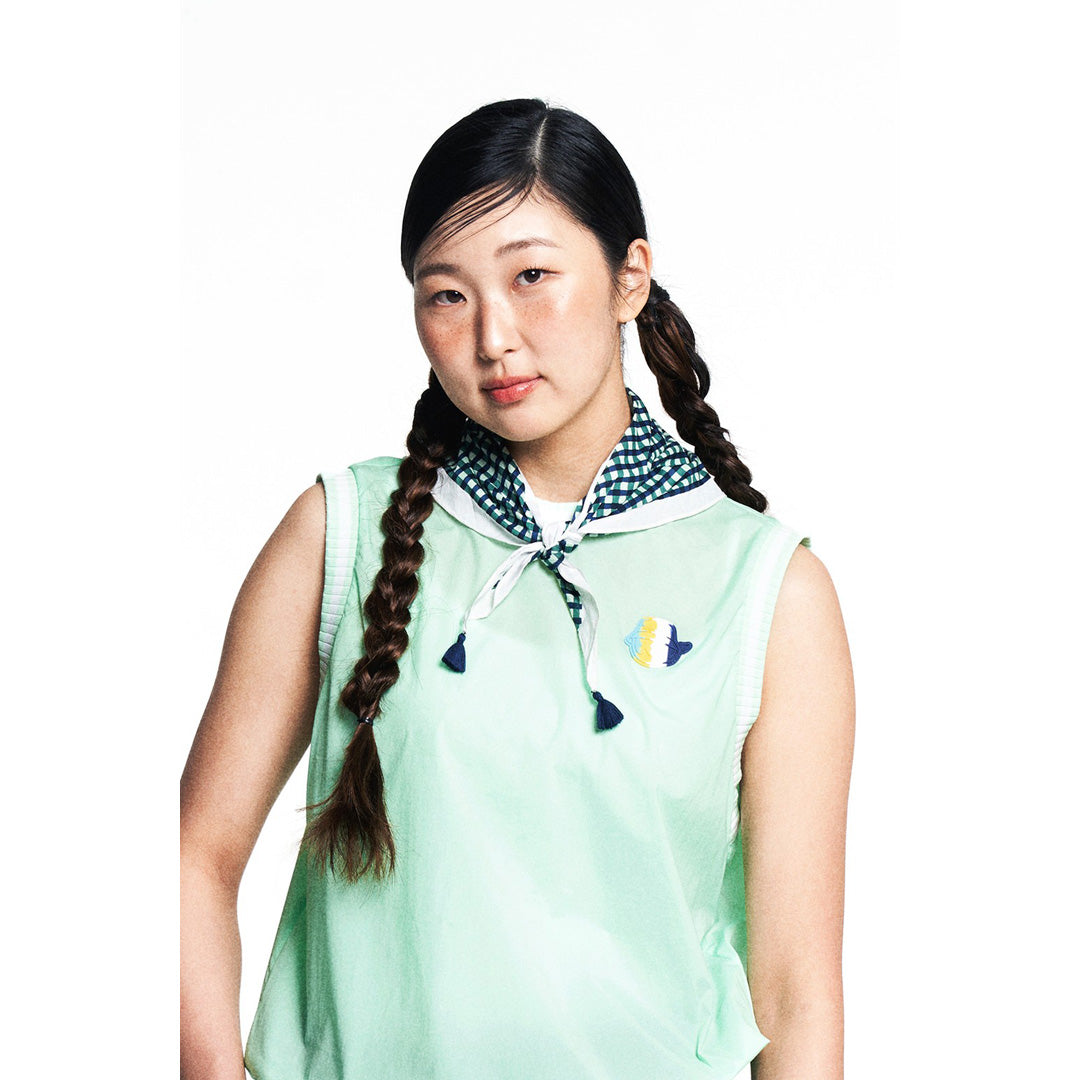 【25SS 新作】WOMEN ギンガムチェックスカーフ イエローグリーン