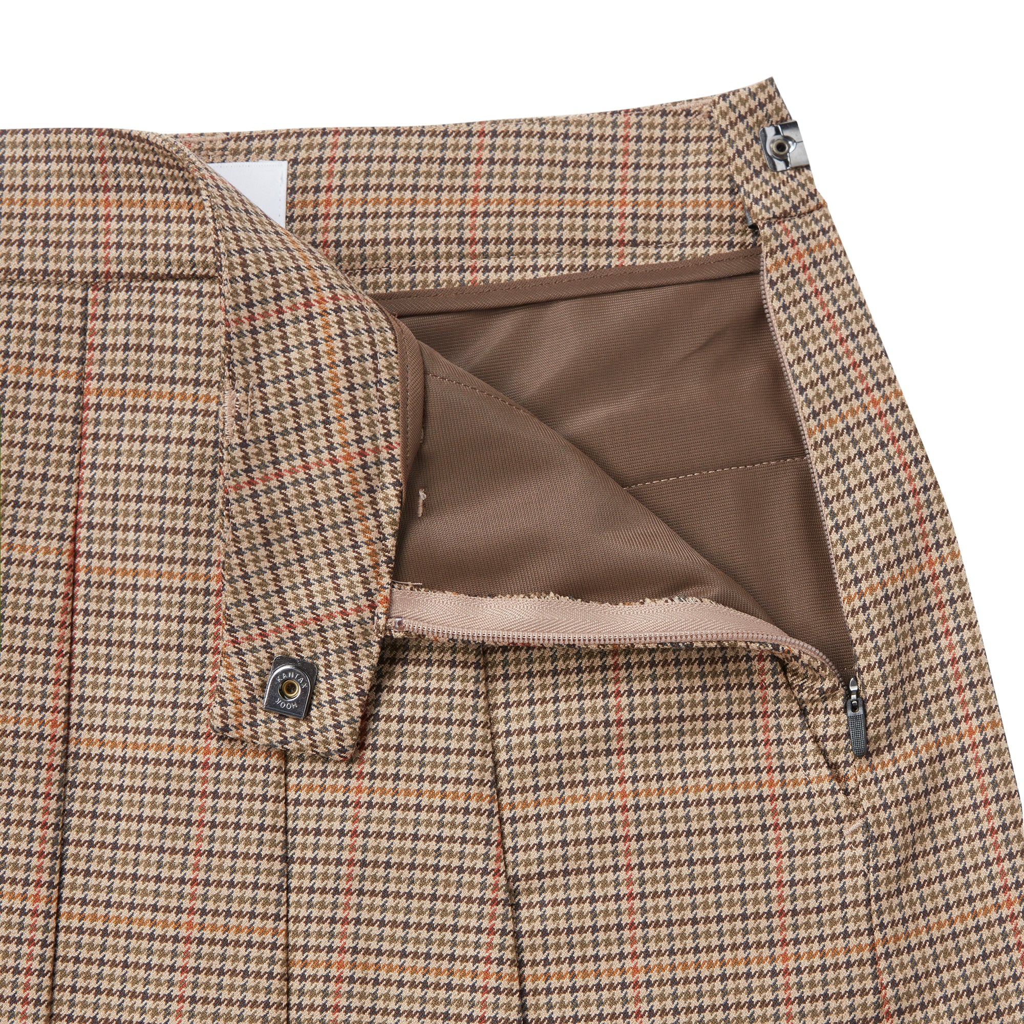 WOMEN チェックプリーツラップショートパンツ カーキ