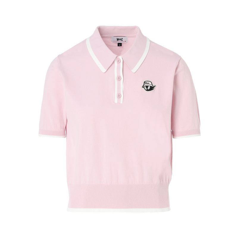 WOMEN シーズナルニットポロシャツ ピンク
