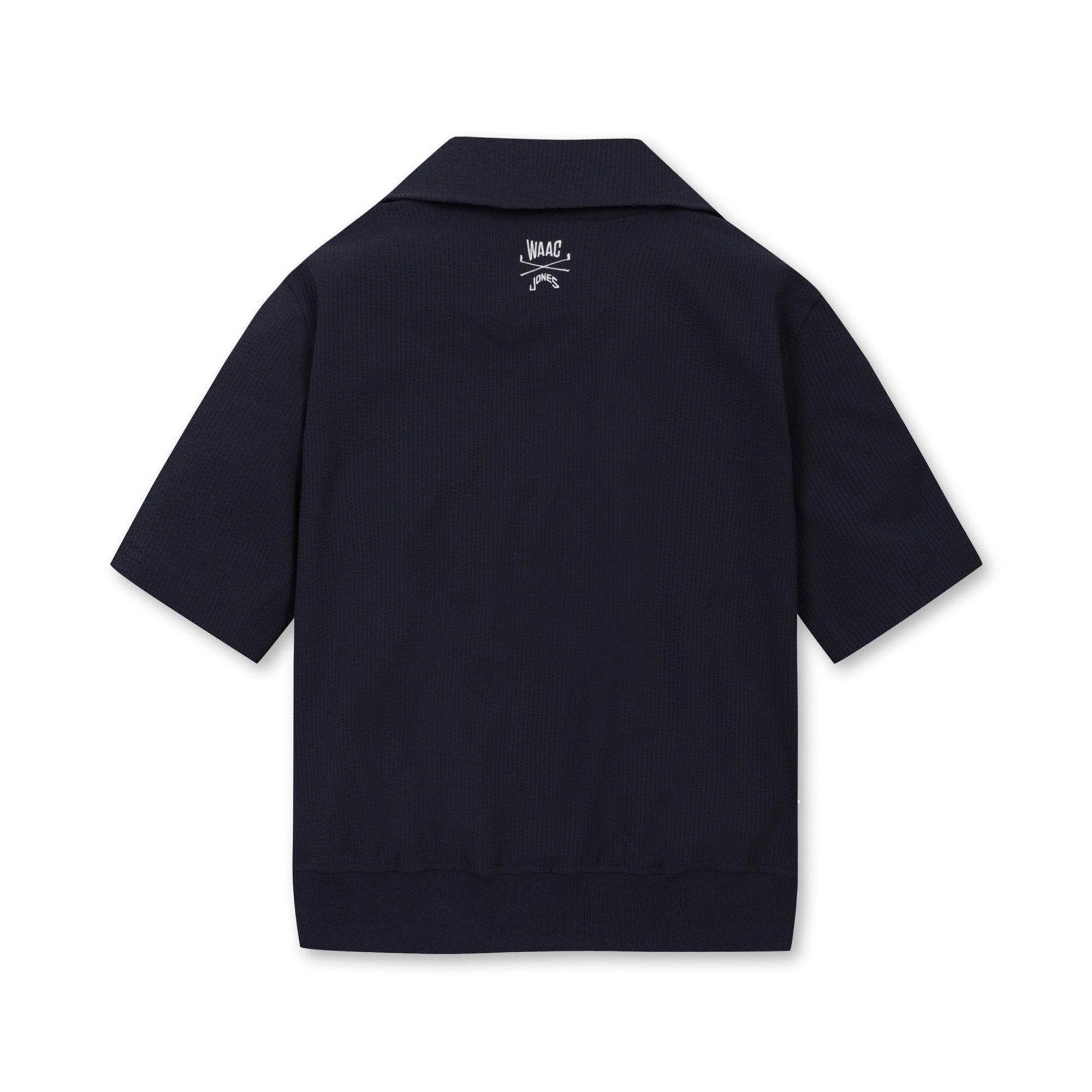 【25SS｜WAAC X JONES】WOMEN シアサッカーハーフジップトップス ネイビー