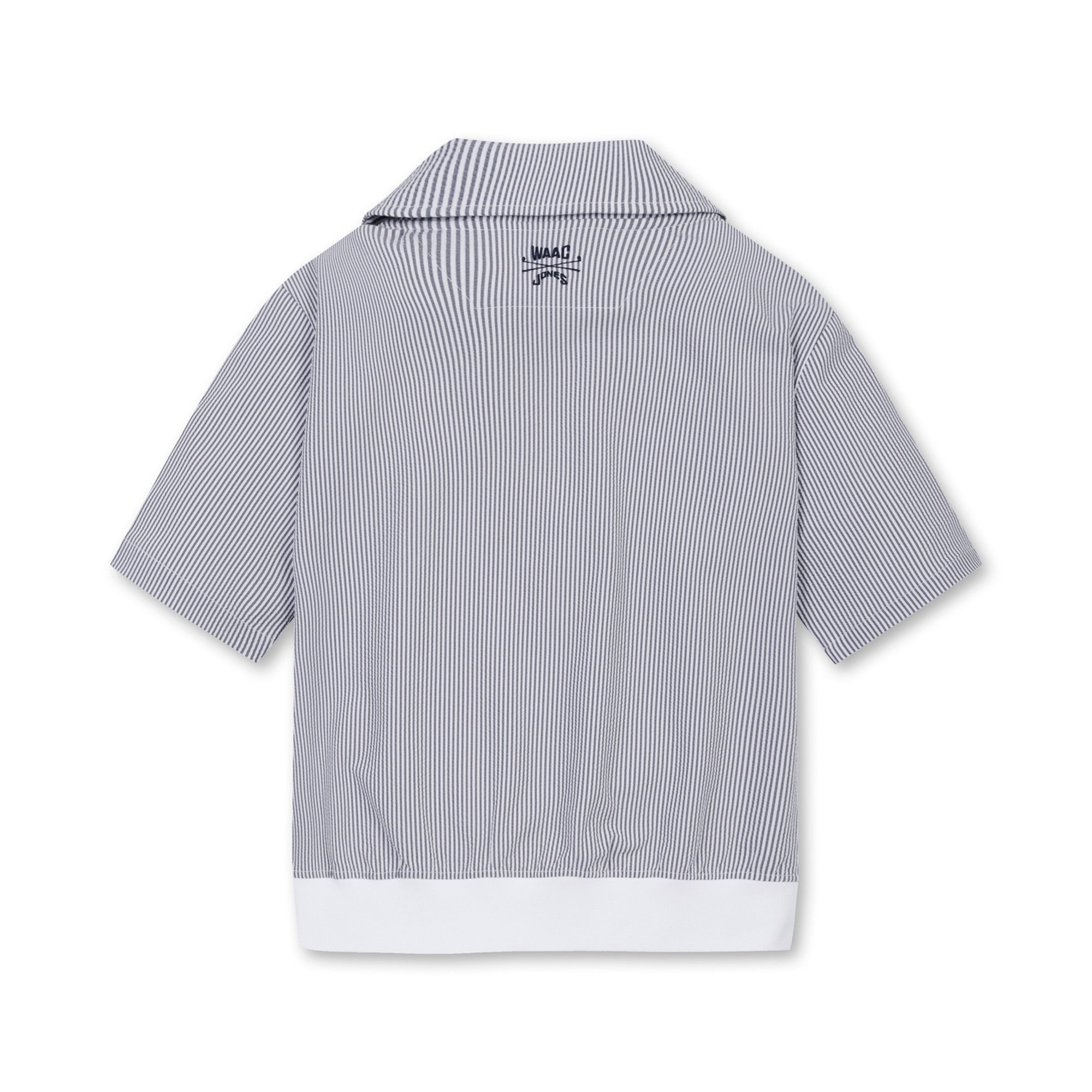 【25SS｜WAAC X JONES】WOMEN シアサッカーハーフジップトップス ホワイト
