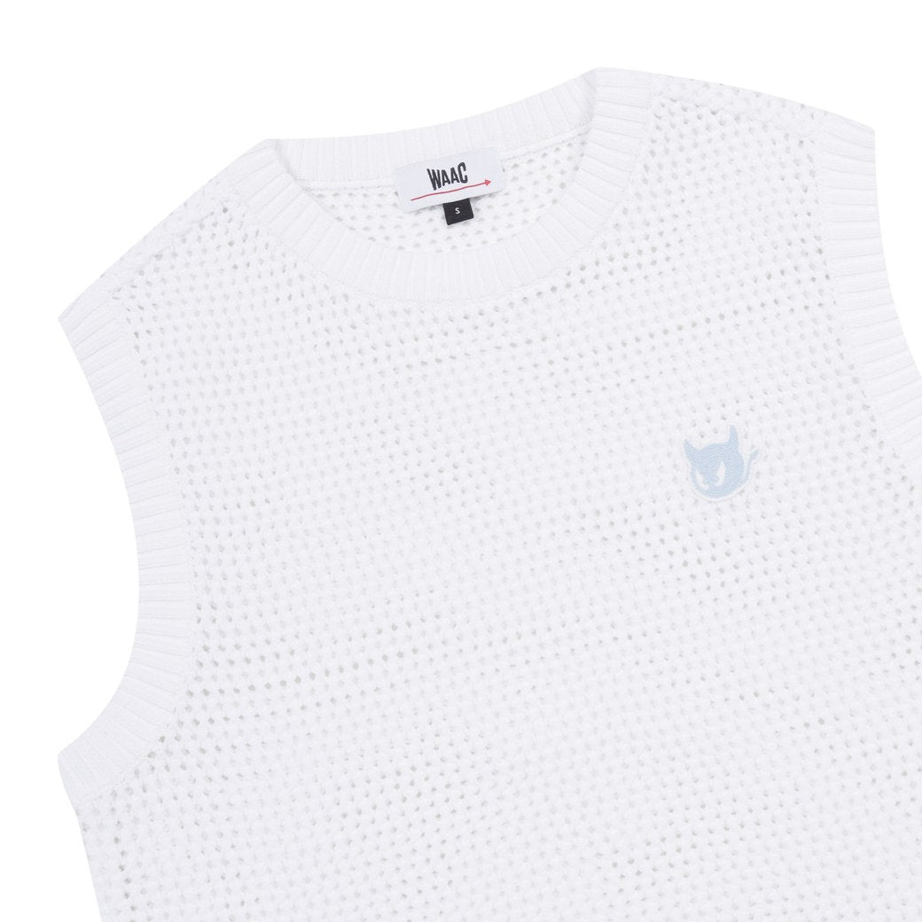 【一部店舗限定】WOMEN メッシュクルーネックニットベスト ホワイト