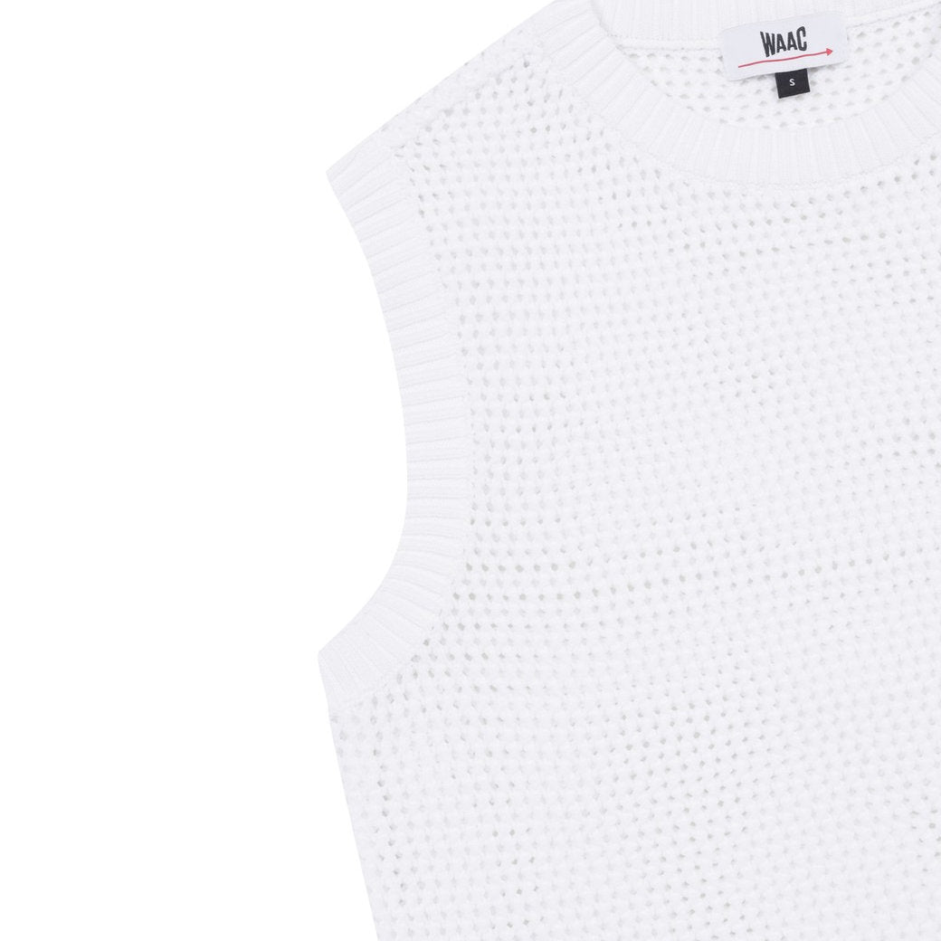 【一部店舗限定】WOMEN メッシュクルーネックニットベスト ホワイト