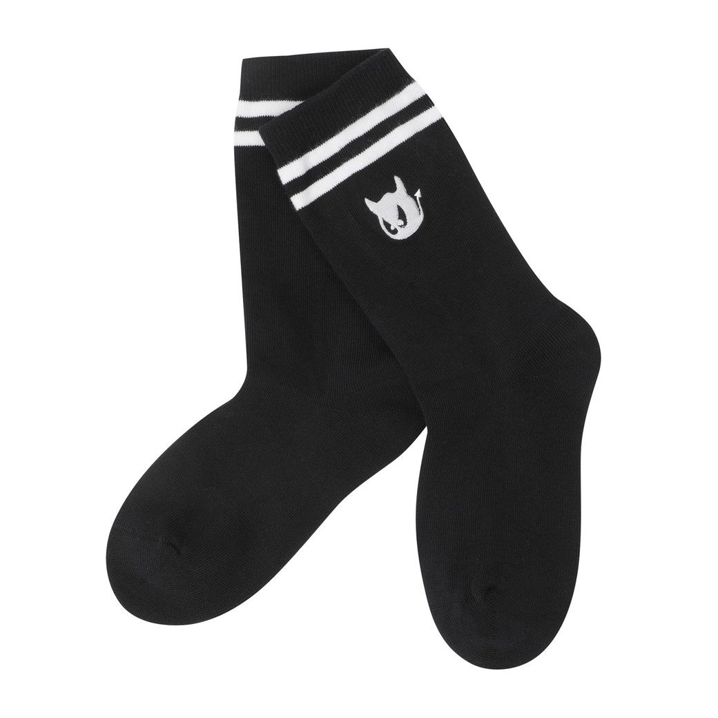 WOMEN ストライプ ミドルソックス ブラック