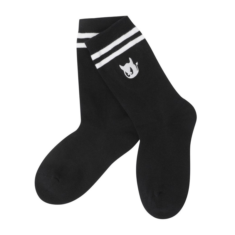 WOMEN ストライプ ミドルソックス ブラック