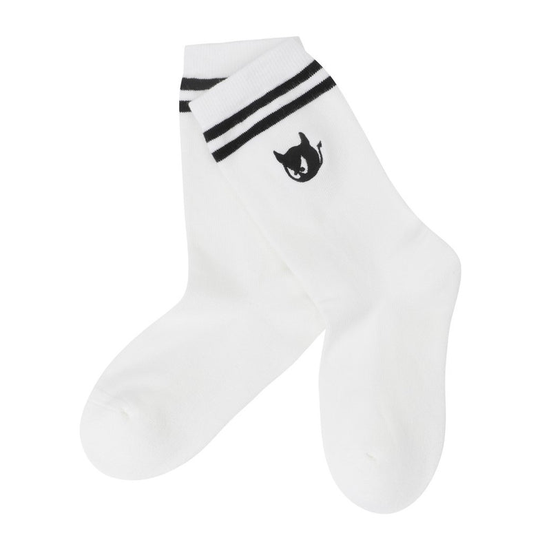 WOMEN ストライプ ミドルソックス ホワイト