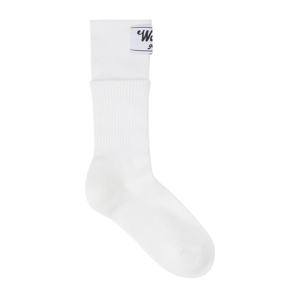 WOMEN ロゴ ミドルソックス ホワイト