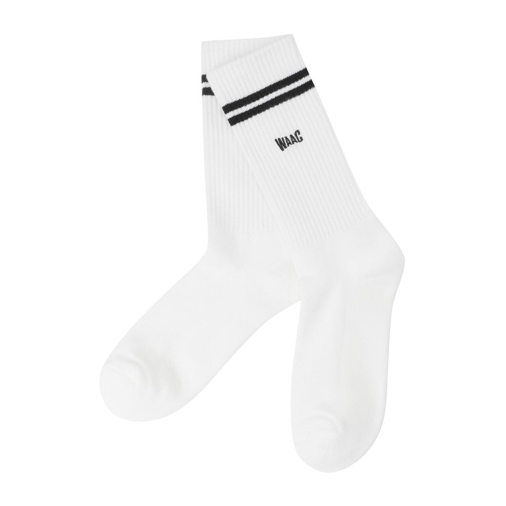 MEN ストライプ ミドルソックス ホワイト