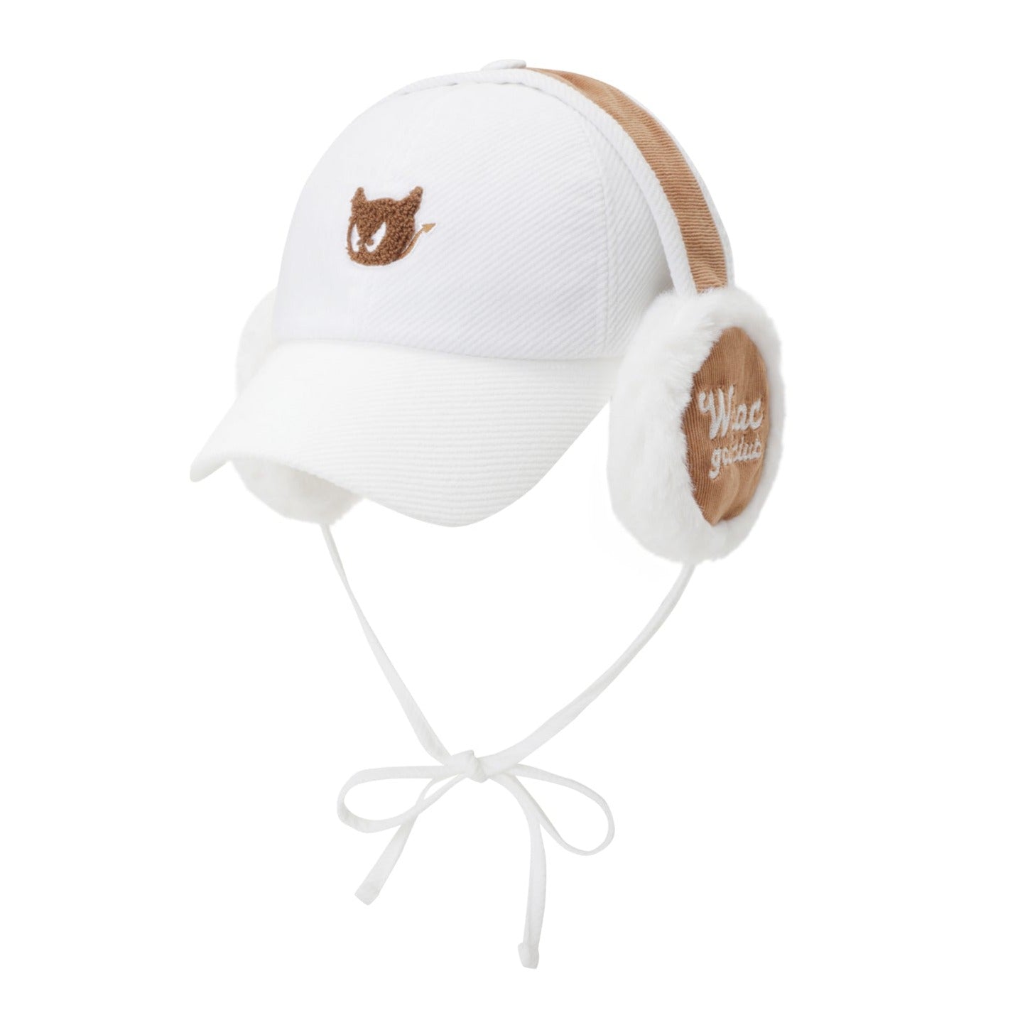 WOMENS 耳当て付きリボンキャップ ホワイト/072334840