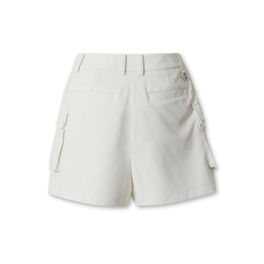 ワックWAACのフレアショートパンツ白 WAAC X JONES】WOMEN プリーツショートパンツ ホワイト