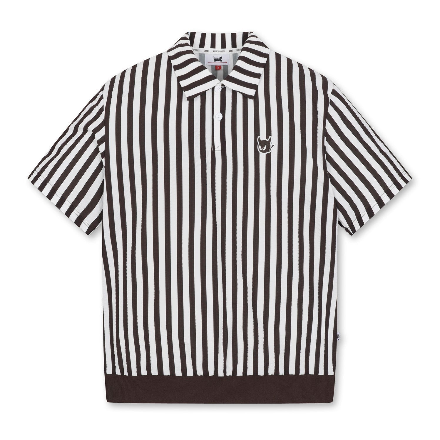 MENS 縦縞半袖ポロTシャツ ブラウン/072332012