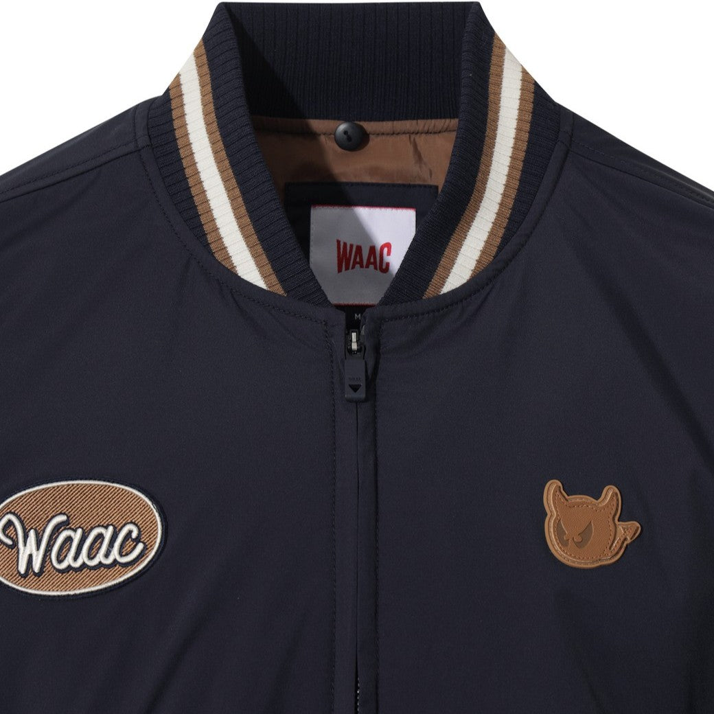 WAAC ブラックジャケット サイズ2 MEN 2WAY バーシティジャケット ネイビー