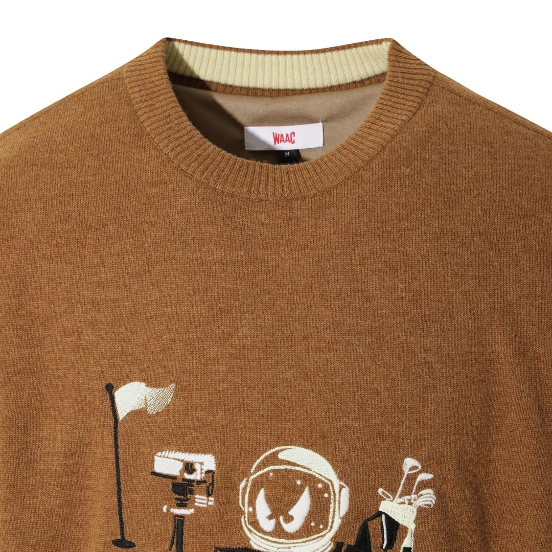 MEN SPACE WAACKY WOOL100 WINDPROOFセーター ブラウン