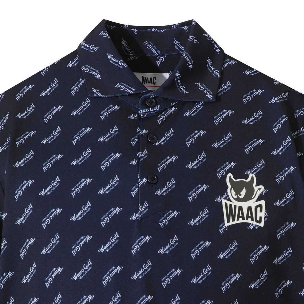 新品未使用　WAAC ポロシャツ 黒白 ジグザグデザイン 25SS｜一部店舗限定】MEN カラーブロックピケポロシャツ ブラック