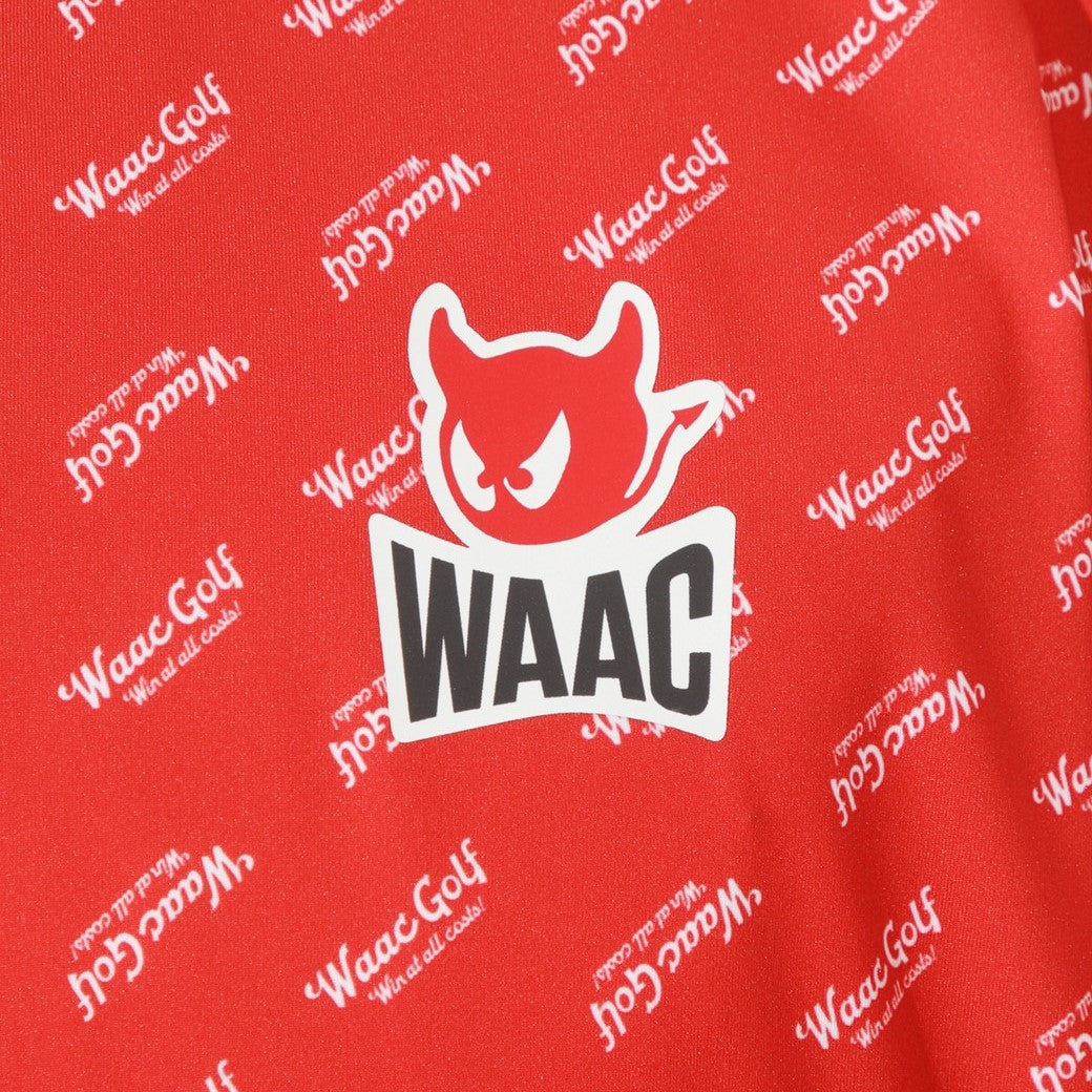 coco 中古 ワック WAAC レディース 長袖ポロシャツ 3(L) 赤 ロゴワッペン シンプル MEN レトロロゴポロシャツ レッド