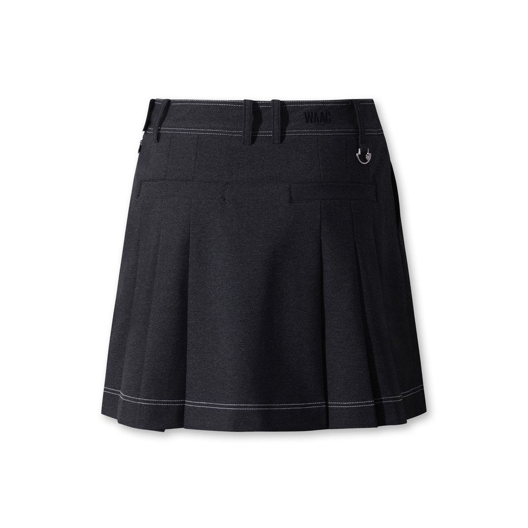 WOMEN デニムライク プリーツスカート ネイビー