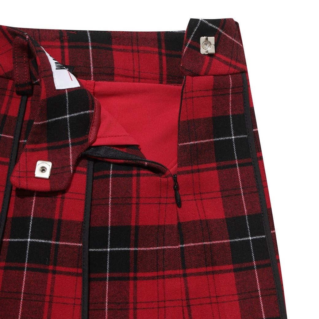 WOMEN チェックパターンプリーツスカート バーガンディ