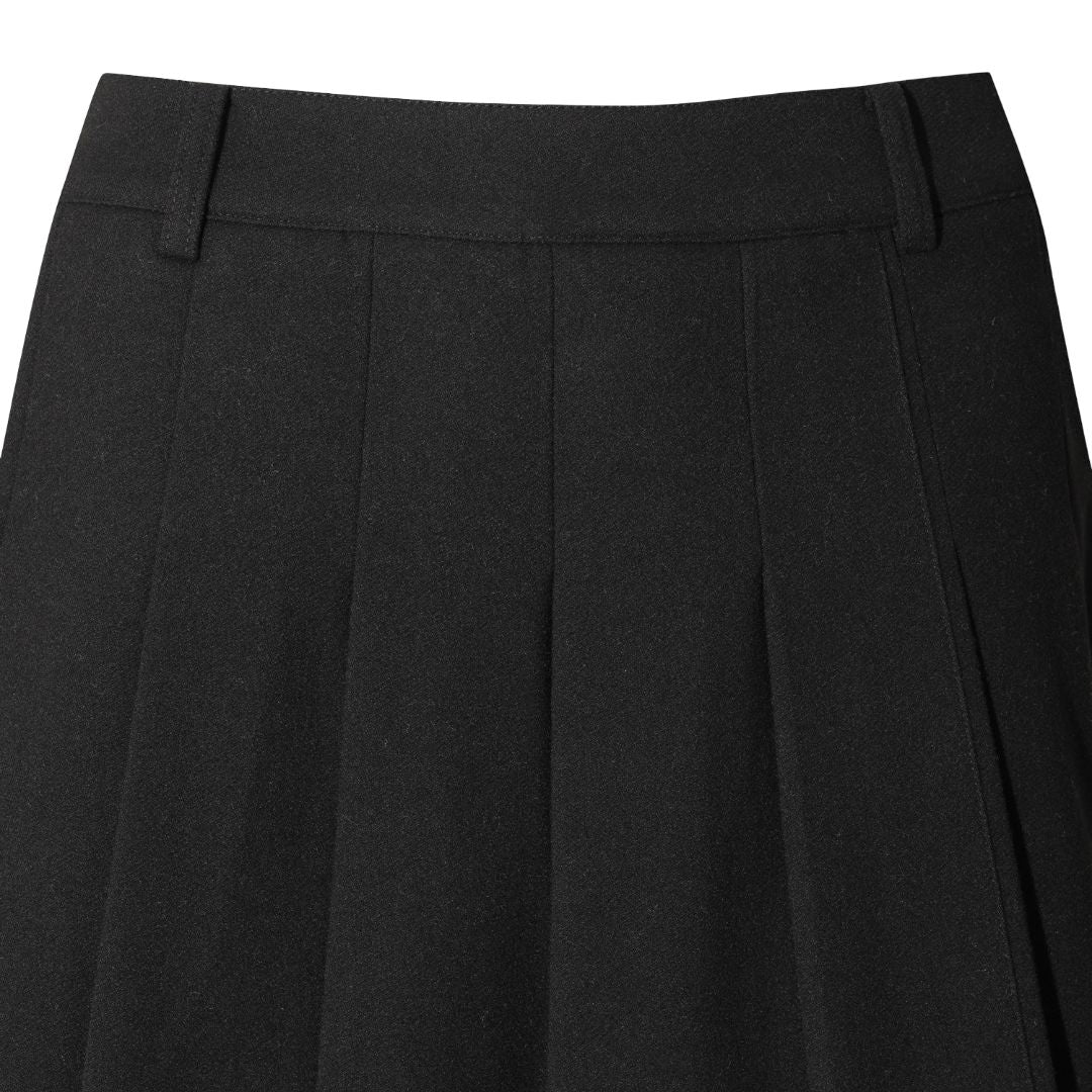 WOMEN アシンメトリー TRプリーツスカート ブラック