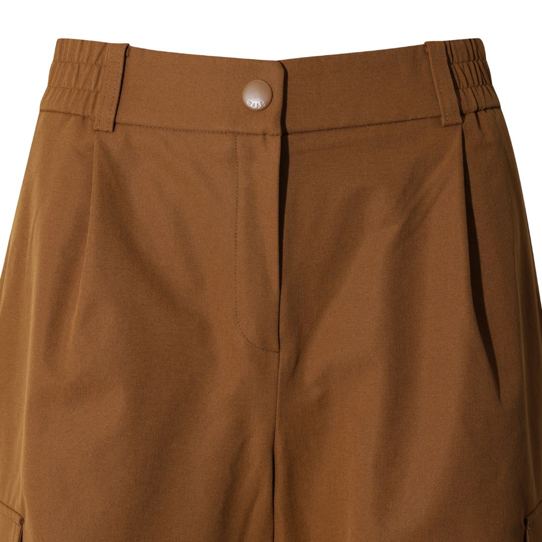 WOMEN ストレッチワイドパンツ ブラウン