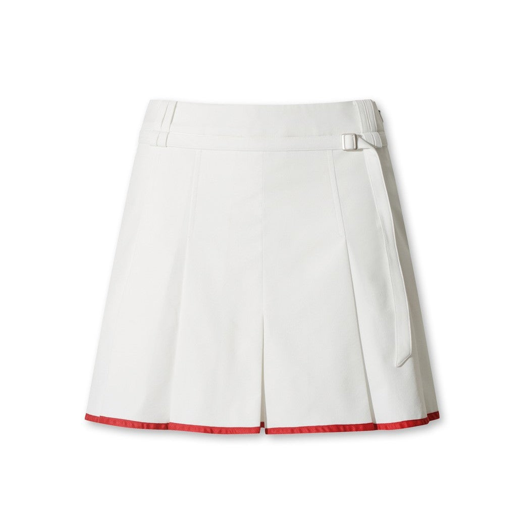 WOMEN ワイドプリーツ ハーフパンツ ホワイト