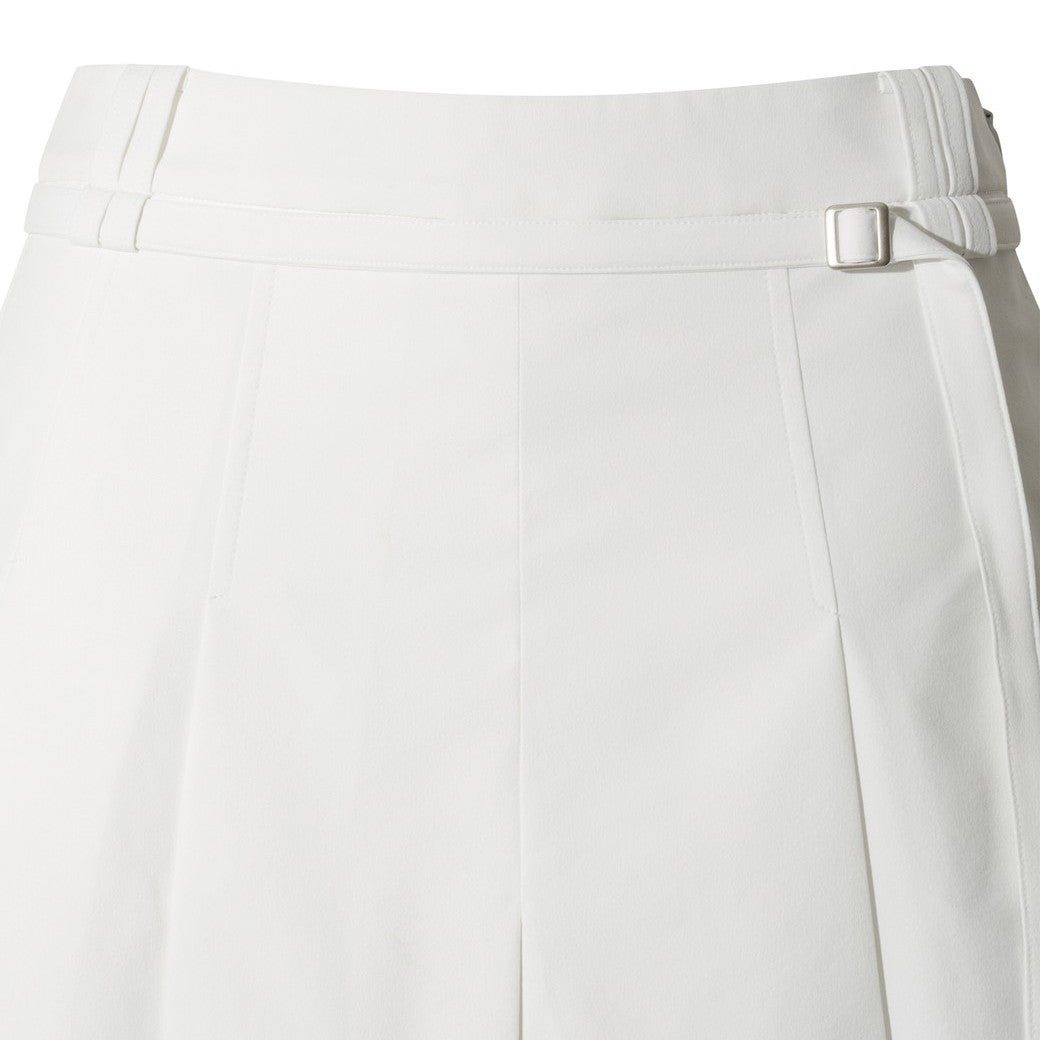 WOMEN ワイドプリーツ ハーフパンツ ホワイト