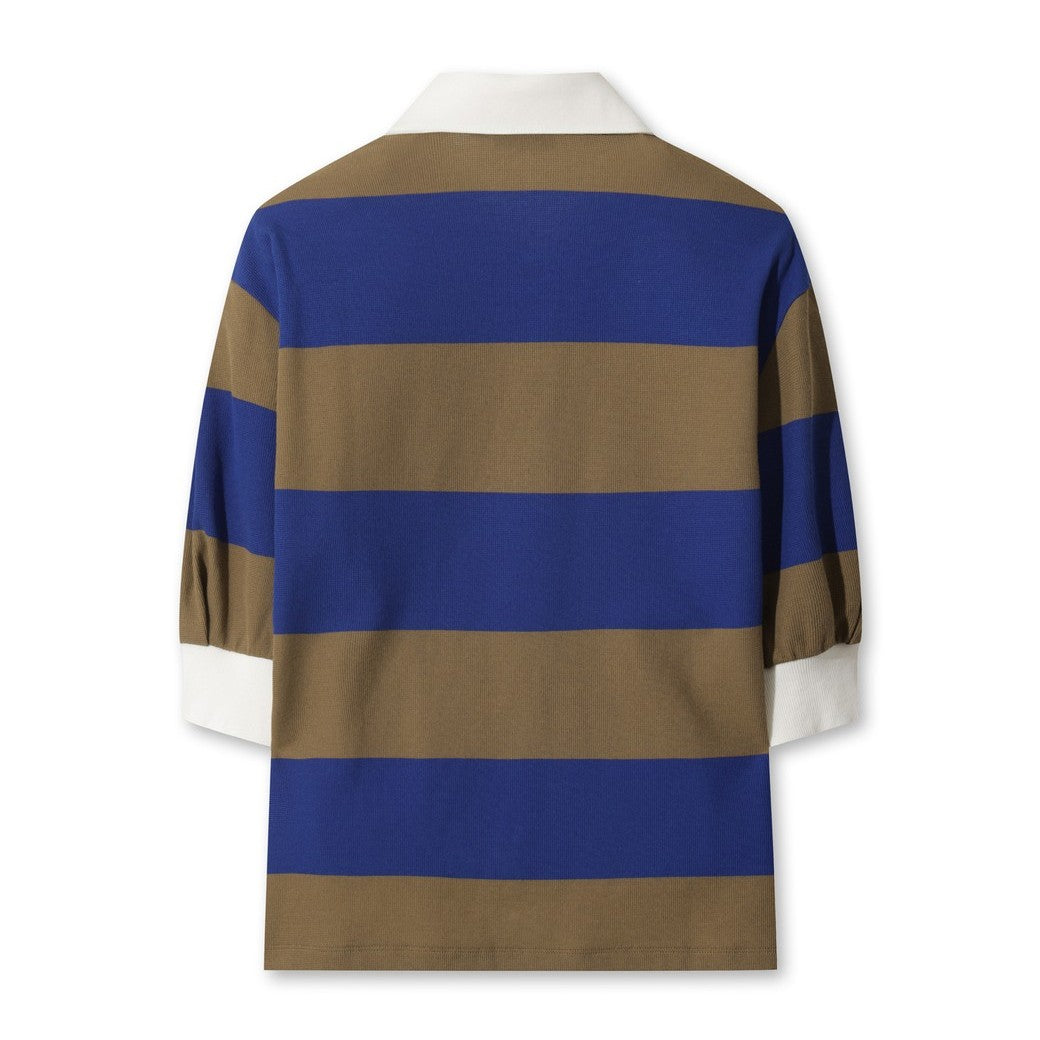 WOMEN RUGBY ストライプポロシャツ ロイヤルブルー