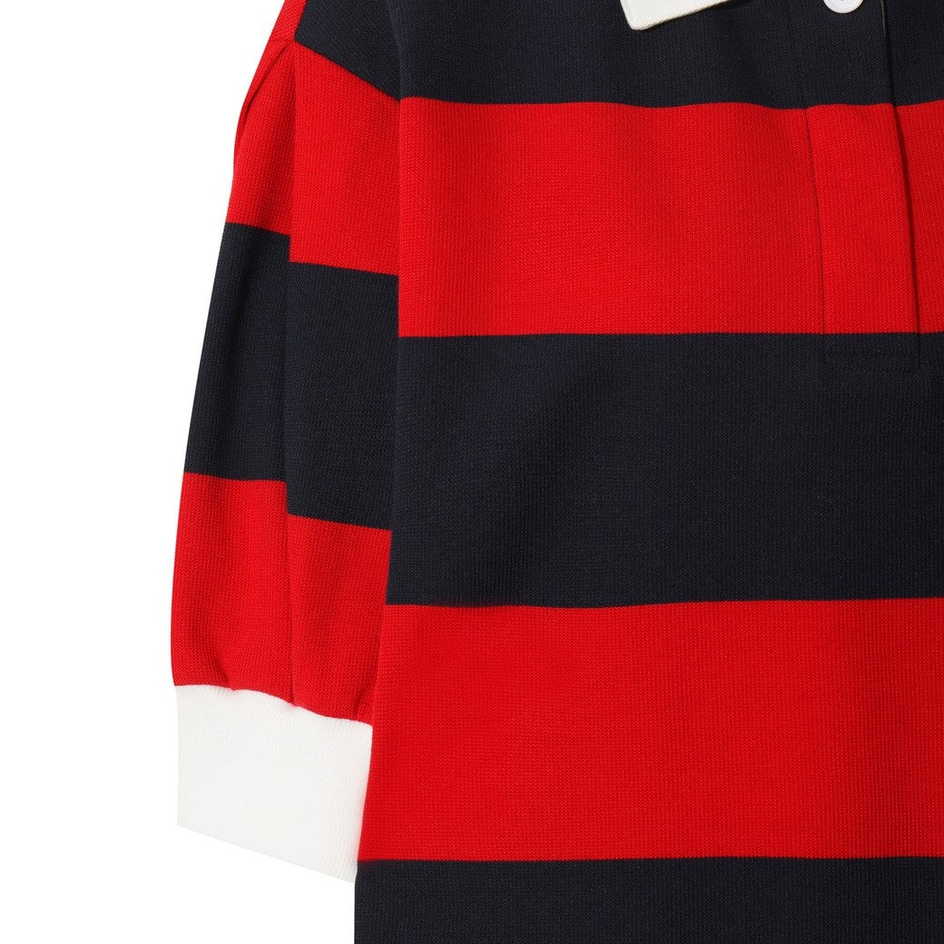 WOMEN RUGBY ストライプポロシャツ レッド