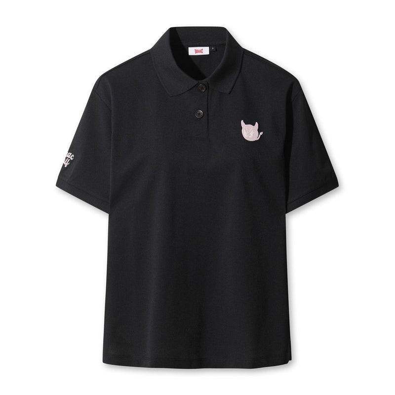 WOMEN WTO ルーズフィットポロシャツ ブラック