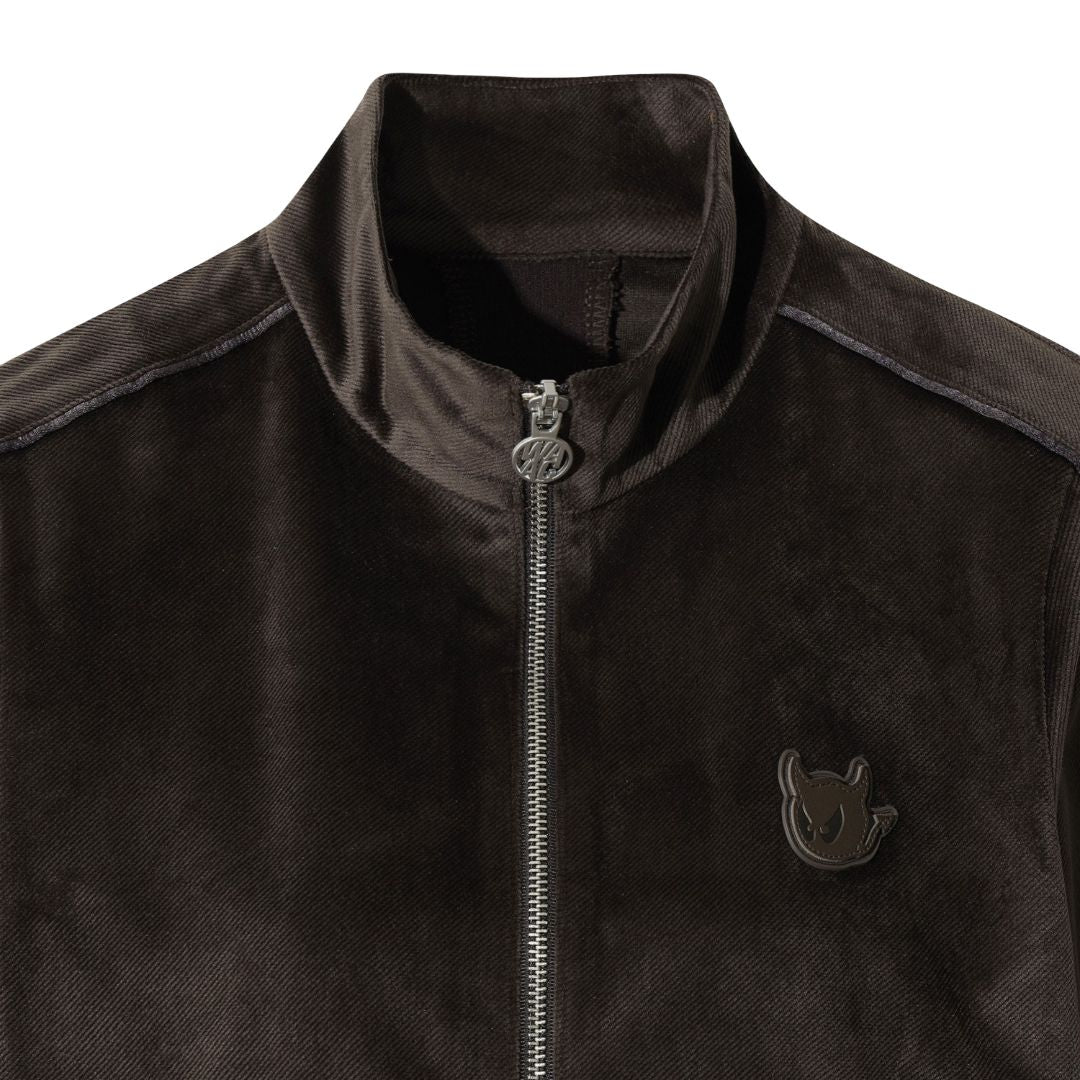WOMEN ベルベットライク フルジップジャケット ブラウン