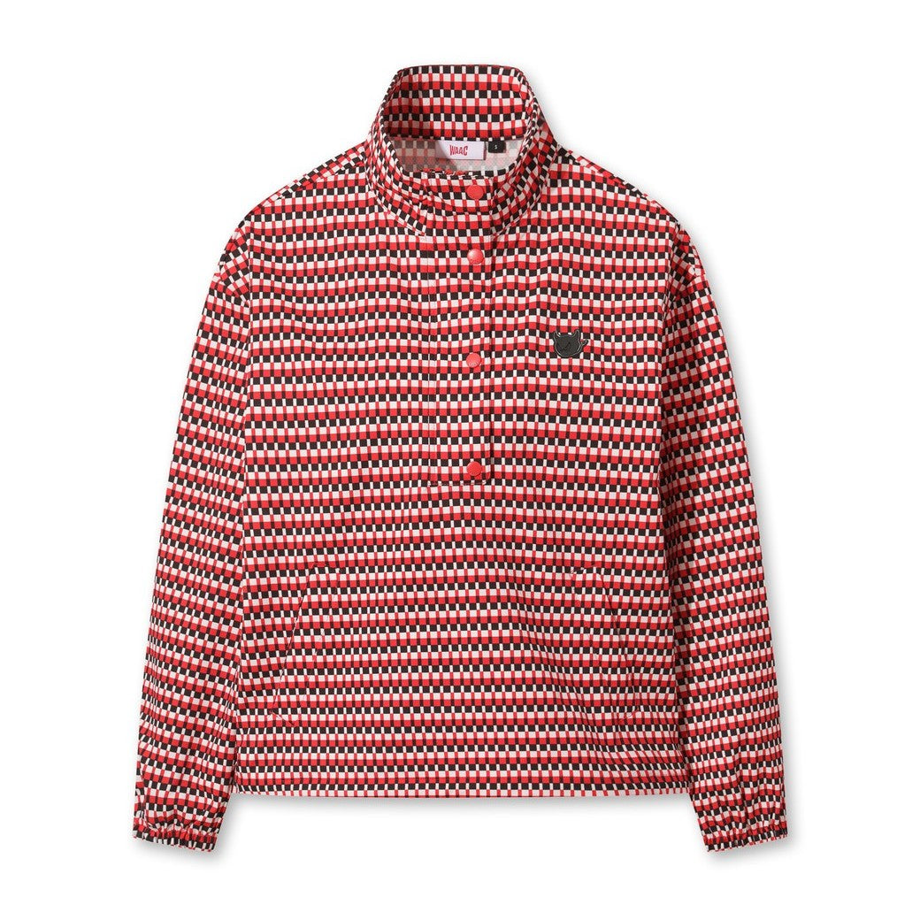 WOMEN ジオメトリックパターン ハーフジップブルゾン レッド
