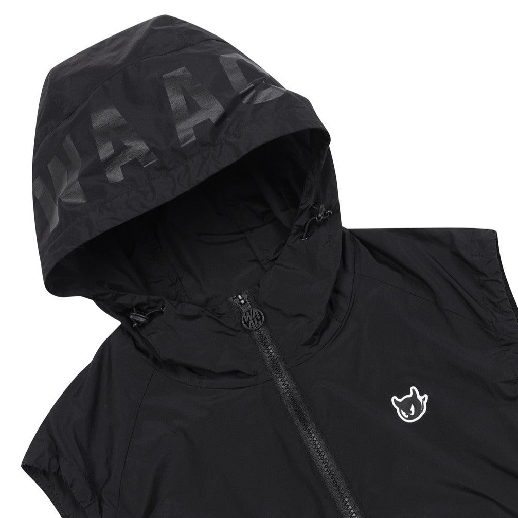 WAAC ベスト ジップ ブラック チェック ノースリーブ ジップアップ WOMENS ジップアップベスト ブラック/072342251