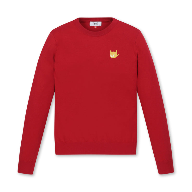WOMENS バックロゴソリッドセーター レッド/072334754