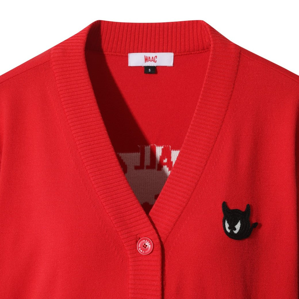 WOMEN Vネック ニットカーディガン レッド