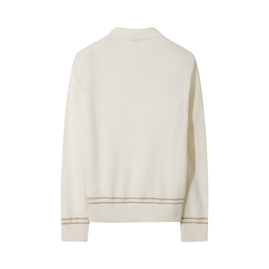 WOMEN WTO カシミヤ100 ホールガーメント ニットポロ アイボリー
