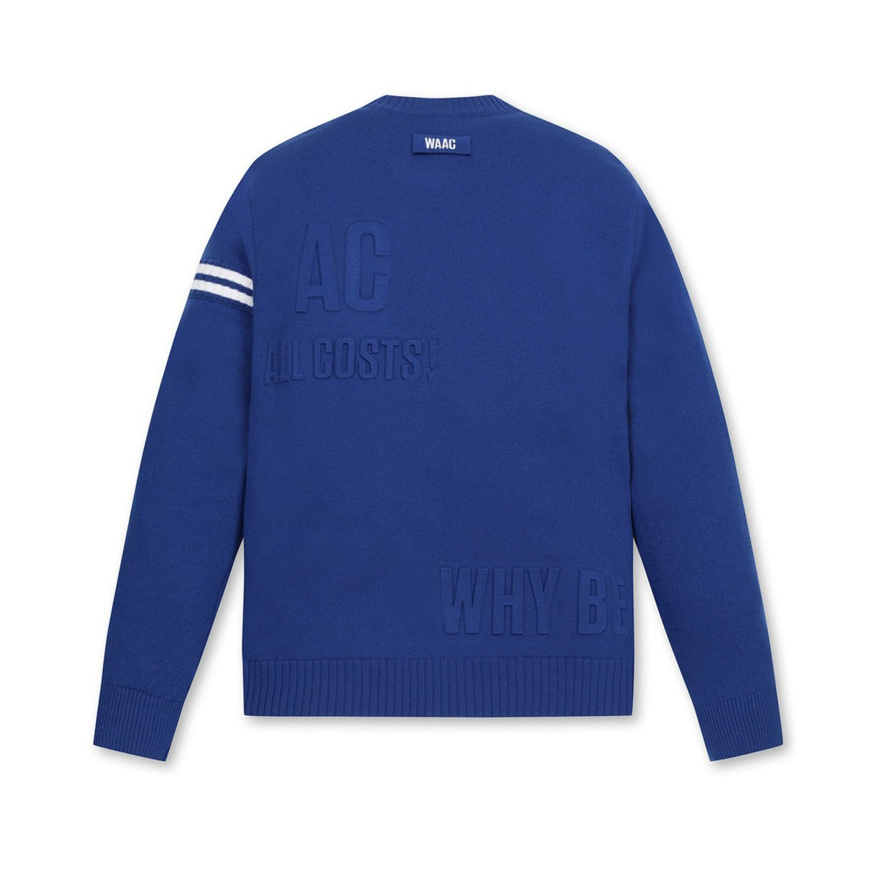 MEN エンボスロゴ ポイントラウンドセーター ネイビー