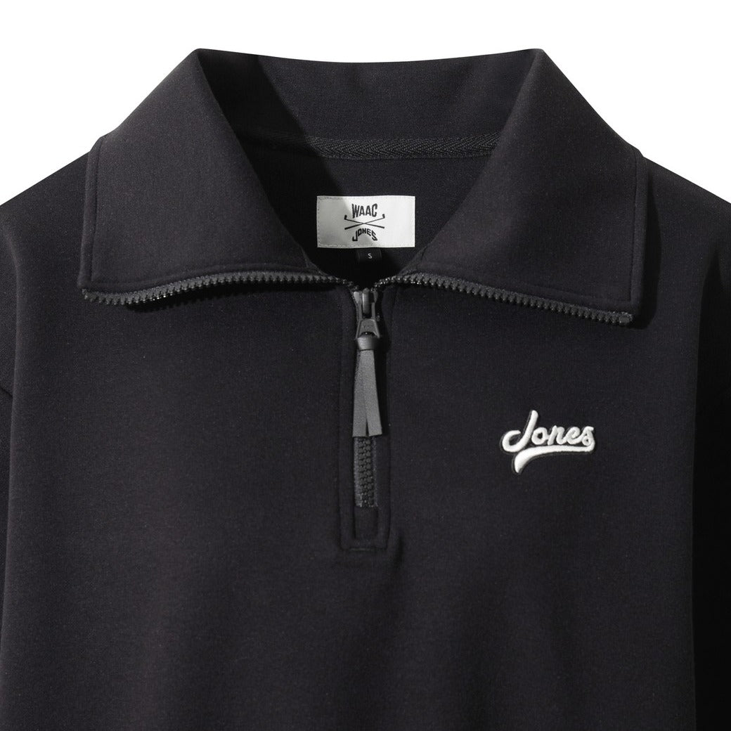 【WAAC X JONES】WOMEN ハーフジップスウェットシャツ ブラック